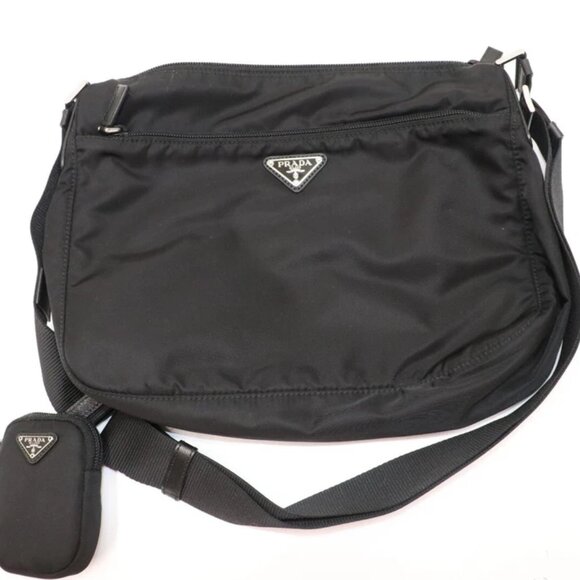 Prada Re-Nylon Messenger Bag Crossbody Unisex 1BC421 - Black - Picture 4 of 15